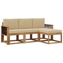 Ensemble de canapés d'extérieur avec coussin 4 pcs Naturel 619778619778