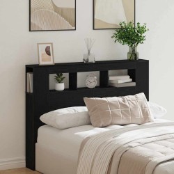 Tête de lit LED avec étagère Chêne noir 140 x 18,5 x 103,5 cm 619801619801