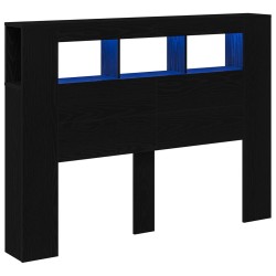Tête de lit LED avec étagère Chêne noir 140 x 18,5 x 103,5 cm 619801619801