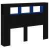Tête de lit LED avec étagère Chêne noir 140 x 18,5 x 103,5 cm 619801619801