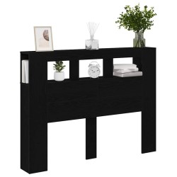 Tête de lit LED avec étagère Chêne noir 140 x 18,5 x 103,5 cm 619801619801