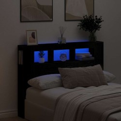 Tête de lit LED avec étagère Chêne noir 140 x 18,5 x 103,5 cm 619801619801