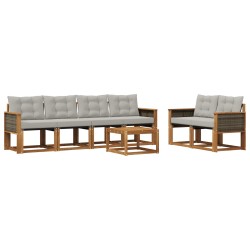 Ensemble de canapés d'extérieur 7 pcs Naturel et gris clair 619803619803