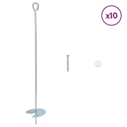 Ancre de terre 10 pcs Argenté Ø10 x 60 cm Métal galvanisé 619804619804