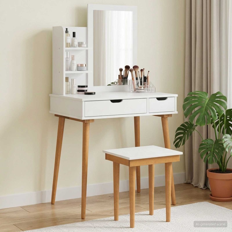 Ensemble de Coiffeuse FAUSKE 4 pcs Blanc 76 x 50 x 143 cm 619820619820
