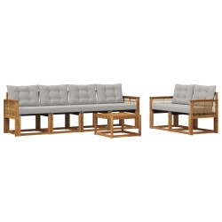 Ensemble de canapés d'extérieur 7 pcs Naturel et gris clair 619842619842