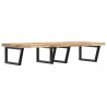 Étagère de vasque murale acier et bois massif d'acacia 619861619861