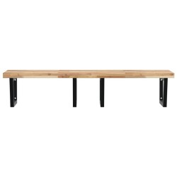 Étagère de vasque murale acier et bois massif d'acacia 619861619861