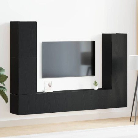 Ensemble meuble TV 6 pcs Chêne noir Bois d'ingénierie 619881619881