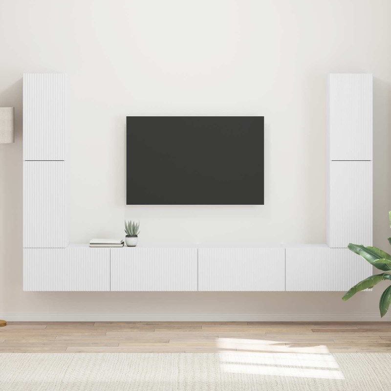 Ensemble meuble TV 8 pcs Blanc Bois d'ingénierie 619882619882