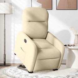Fauteuil inclinable électrique crème tissu 619885619885