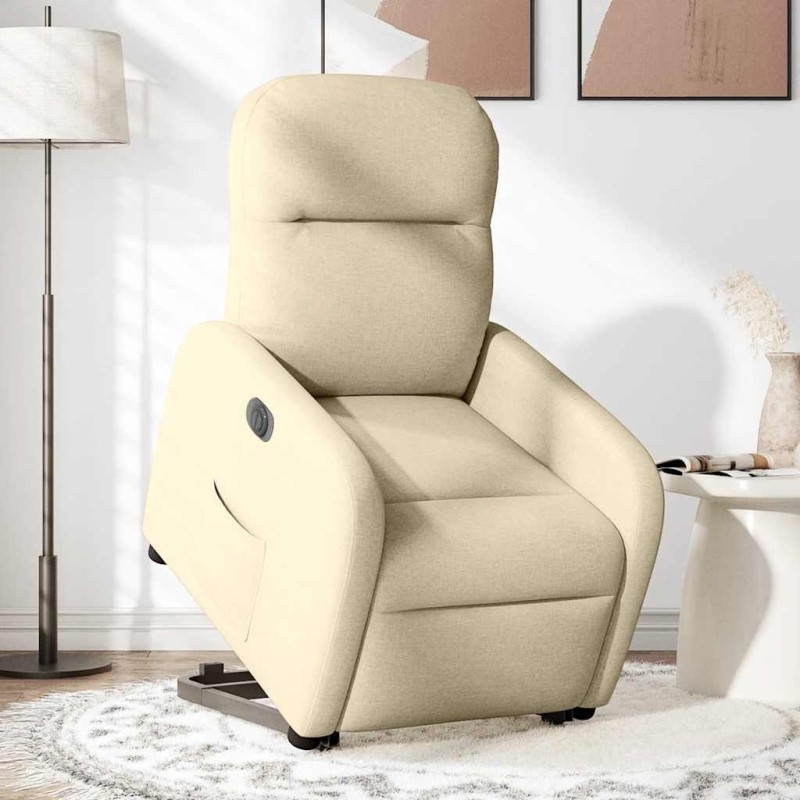 Fauteuil inclinable électrique crème tissu 619885619885