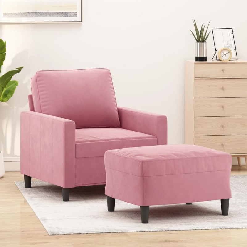 Fauteuil avec repose-pied Rose 60 cm Velours 619889619889