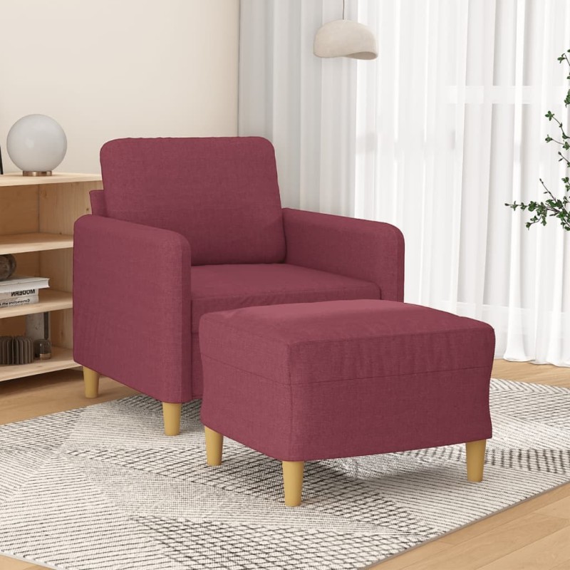 Fauteuil avec repose-pied Rouge bordeaux 60 cm Tissu 619890619890