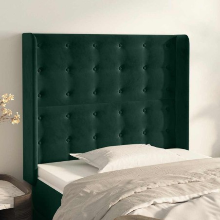 Tête de lit avec oreilles Vert foncé 83x16x118/128 cm Velours  619891619891