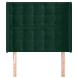 Tête de lit avec oreilles Vert foncé 83x16x118/128 cm Velours  619891619891