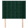 Tête de lit avec oreilles Vert foncé 83x16x118/128 cm Velours  619891619891