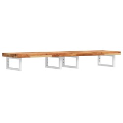 Étagère de vasque murale acier et bois massif d'acacia 619894619894