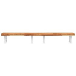 Étagère de vasque murale acier et bois massif d'acacia 619894619894