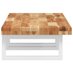 Étagère de vasque murale acier et bois massif d'acacia 619894619894