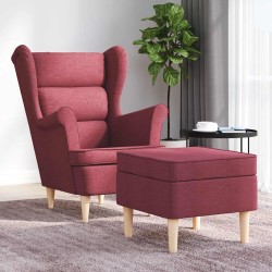 Fauteuil avec repose-pied Rouge bordeaux Tissu 619895619895