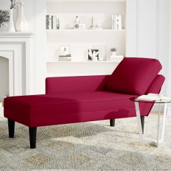 Fauteuil long avec coussin et accoudoir droit rouge bordeaux 619899619899