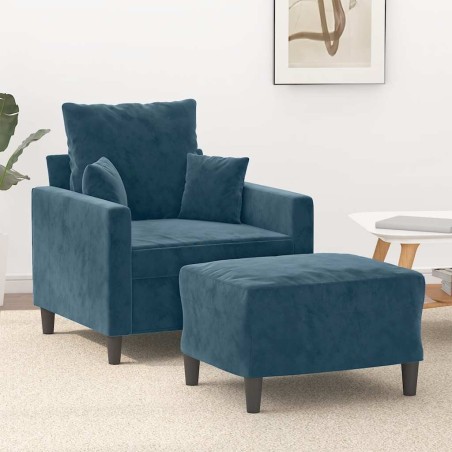Fauteuil avec repose-pied Bleu 60 cm Velours 619900619900