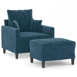 Fauteuil avec repose-pied Bleu 60 cm Velours 619900619900