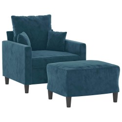 Fauteuil avec repose-pied Bleu 60 cm Velours 619900619900
