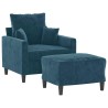 Fauteuil avec repose-pied Bleu 60 cm Velours 619900619900