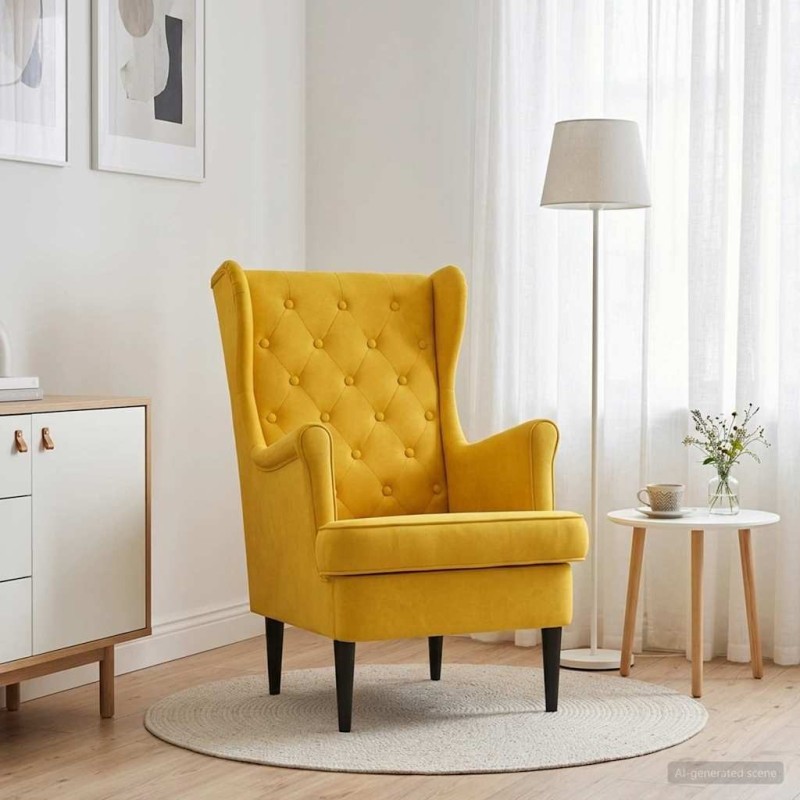 Fauteuil Jaune Velours 619902619902