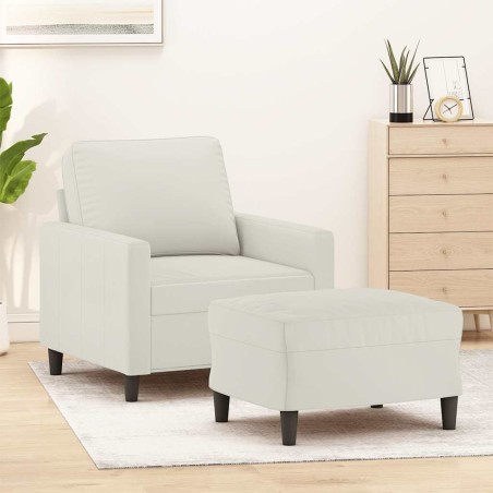 Fauteuil avec repose-pied Crème 60 cm Velours 619911619911