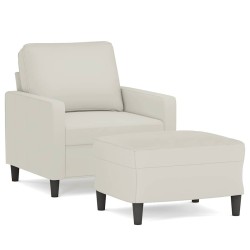 Fauteuil avec repose-pied Crème 60 cm Velours 619911619911
