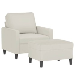 Fauteuil avec repose-pied Crème 60 cm Velours 619911619911