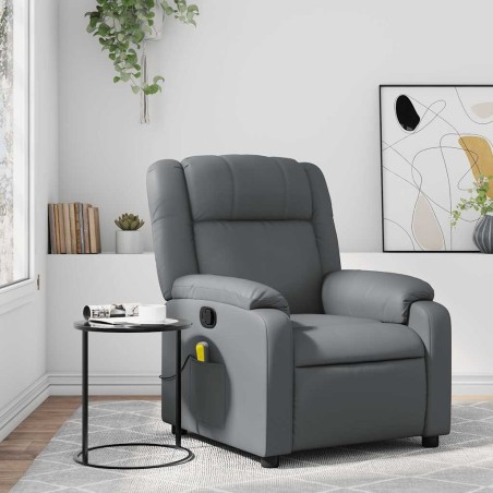 Fauteuil de massage inclinable gris similicuir 619916619916