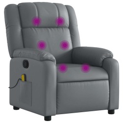 Fauteuil de massage inclinable gris similicuir 619916619916