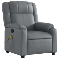 Fauteuil de massage inclinable gris similicuir 619916619916