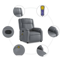 Fauteuil de massage inclinable gris similicuir 619916619916