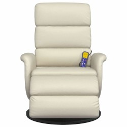 Fauteuil inclinable de massage et repose-pieds crème similicuir 619917619917