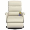 Fauteuil inclinable de massage et repose-pieds crème similicuir 619917619917