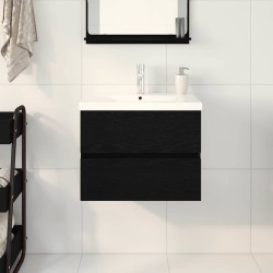 Meuble de Lavabo de Salle de Bain Chêne noir 60 x 39 x 62 cm 619921619921