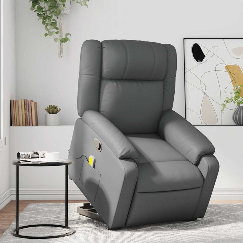 Fauteuil inclinable de massage Gris Similicuir 619929619929