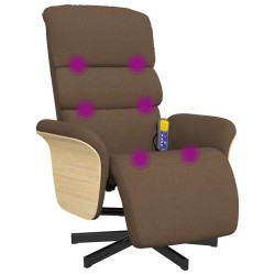 Fauteuil inclinable de massage avec repose-pieds marron tissu 619943619943