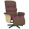 Fauteuil inclinable de massage avec repose-pieds marron tissu 619943619943