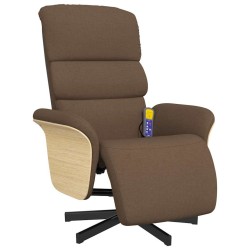 Fauteuil inclinable de massage avec repose-pieds marron tissu 619943619943