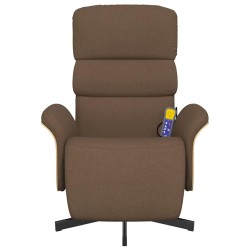 Fauteuil inclinable de massage avec repose-pieds marron tissu 619943619943