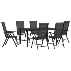 Ensemble à manger de jardin 7 pcs noir aluminium 619948619948