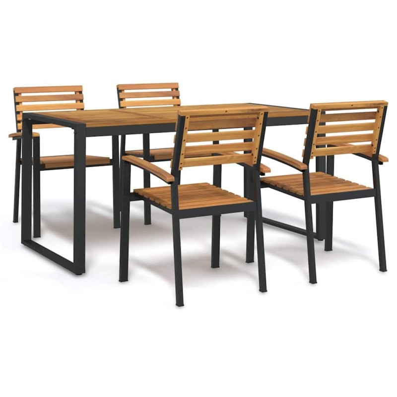 Ensemble à manger de jardin 5 pcs bois d'acacia massif et métal 619949619949