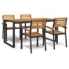 Ensemble à manger de jardin 5 pcs bois d'acacia massif et métal 619949619949
