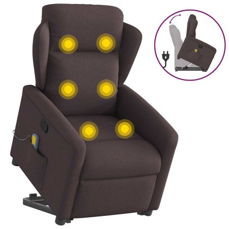 Fauteuil inclinable de massage Marron foncé Tissu 619952619952